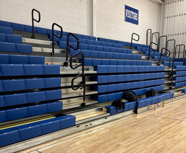 New cushy bleachers- ready just in time for basketball season. 