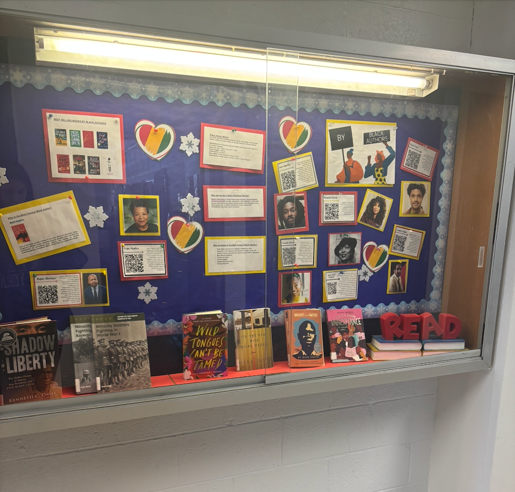 Black History Month display outside of library
