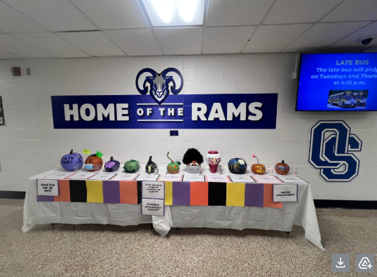 Display of pumpkins upon arriving at the school 
