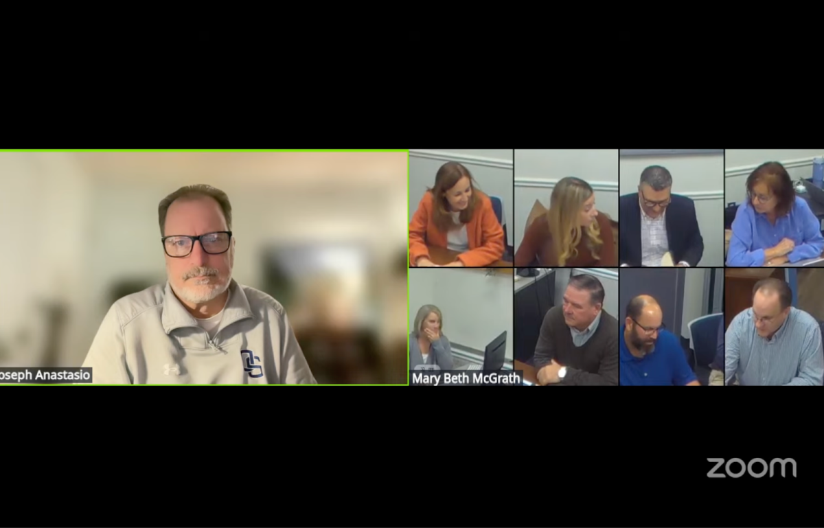    OSPS Board Members Pictured With OSHS Principal Joe Anastasio on Zoom Call during meeting on 11/11. 
