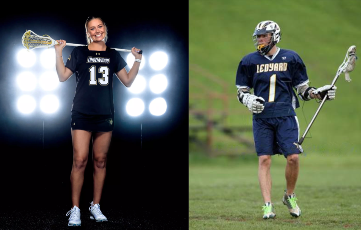 Mandy Beck (Left) at her photoshoot at Lindenwood University, Chase Philpot (Right) playing lacrosse at Ledyard Highschool

