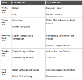 List of all AP test dates 
